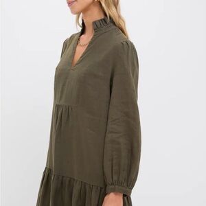 Tuckernuck Olive Tiered Ruffle-Neck Long Sleeve Dress
